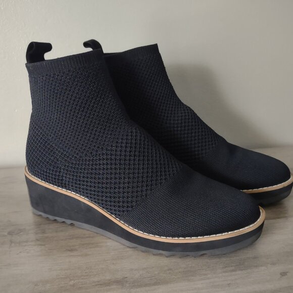 Eileen Fisher - black low wedge ankle boots booties - EUC - size 8.5 - Picture 2 of 7